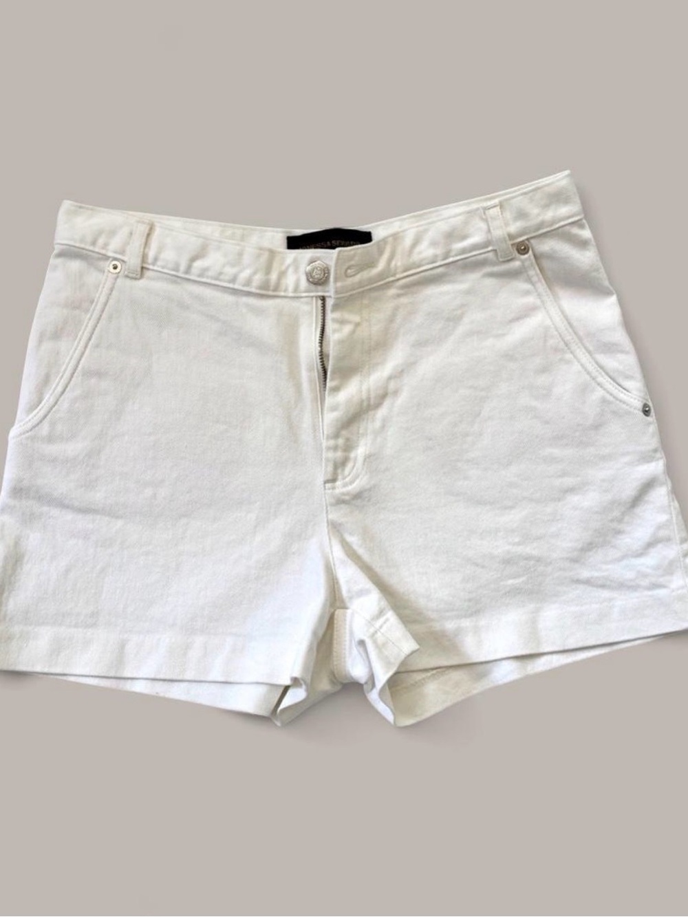 Vanessa Seward White Denim High Waisted Shorts - size 8 US / 40 FR